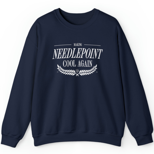 Making Needlepoint Cool Crewneck Sweatshirt