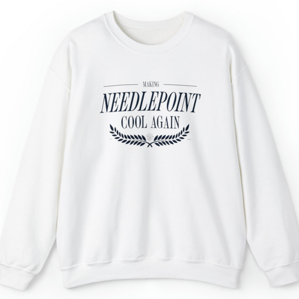 Making Needlepoint Cool Crewneck Sweatshirt