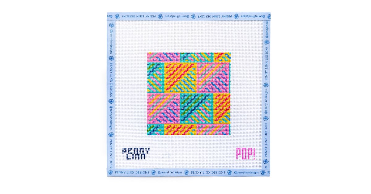 QUILTED DIAGONALS BRIGHT SQUARE - Penny Linn Designs - POP! NeedleArt