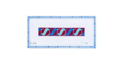 S Letter Key Fob fuchsia and blue - Penny Linn Designs - Jeni Sandberg Needlepoint