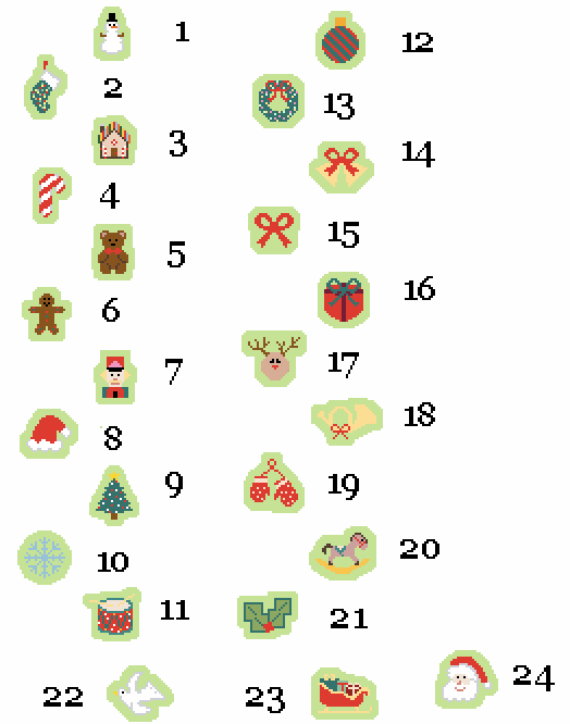 Advent Sleigh Calendar with Icons - Penny Linn Designs - Penny Linn Designs
