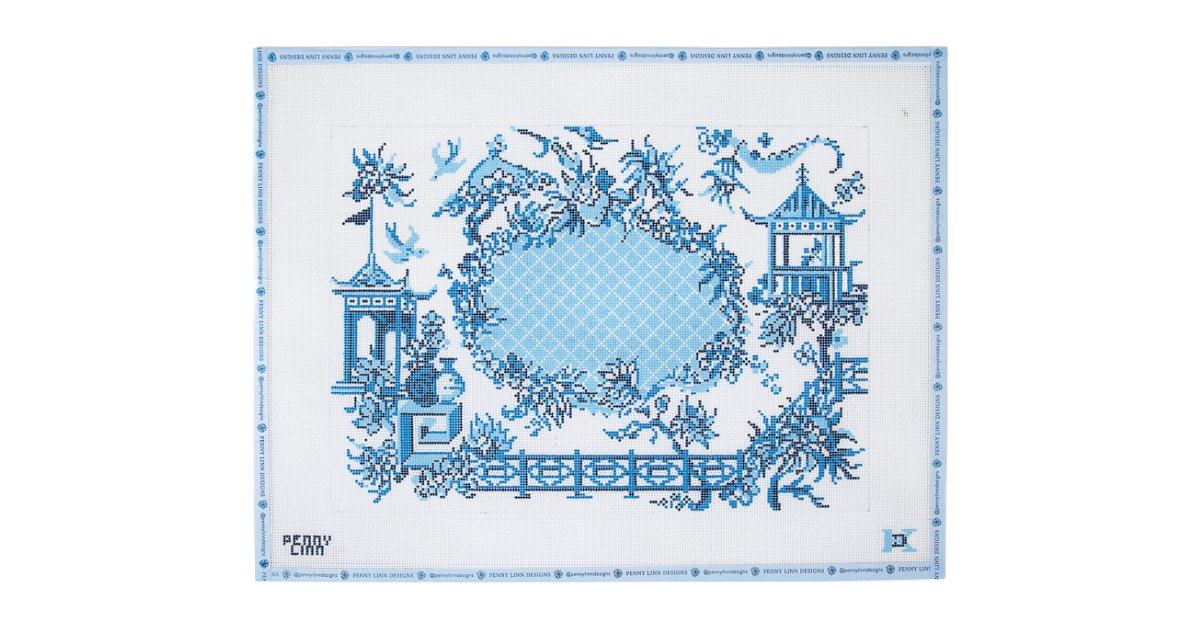 CHINOISERIE TOILE - BLUE ON WHITE - Penny Linn Designs - Amanda Keep