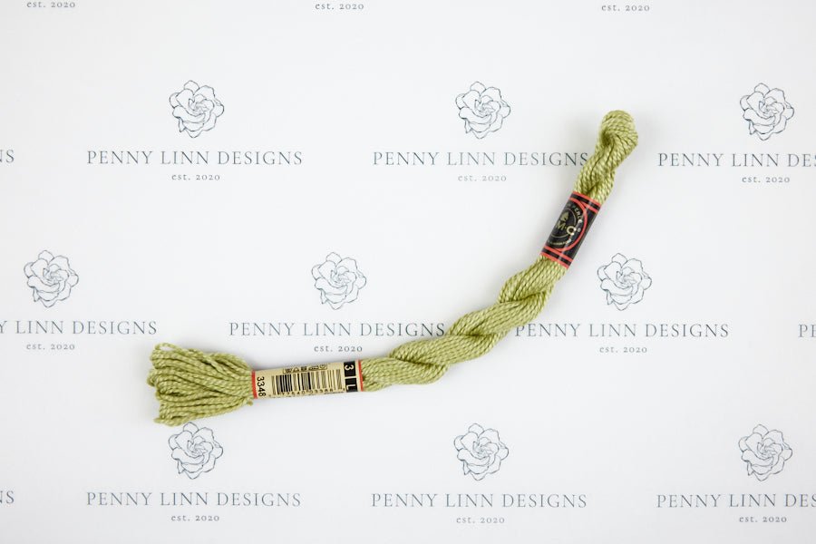 DMC 3 Pearl Cotton 3348 Yellow Green - Light - Penny Linn Designs - DMC