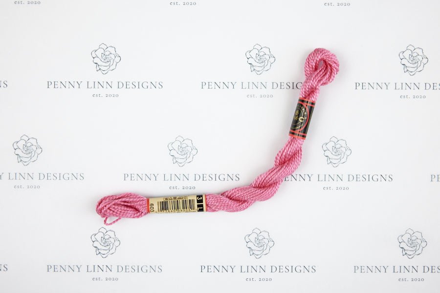 DMC 3 Pearl Cotton 603 Cranberry - Light Medium - Penny Linn Designs - DMC