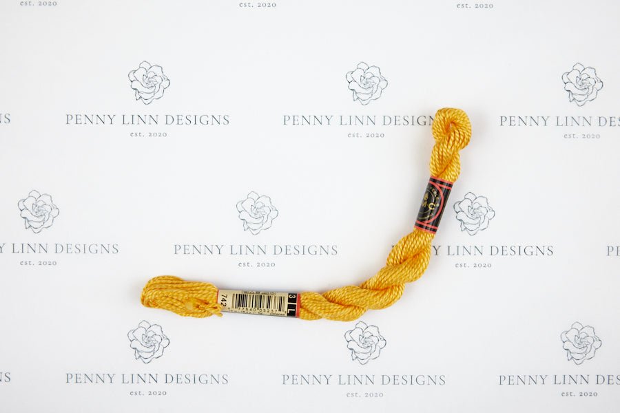 DMC 3 Pearl Cotton 742 Tangerine - Light - Penny Linn Designs - DMC
