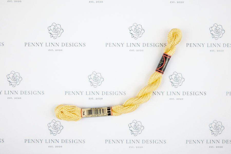 DMC 3 Pearl Cotton 744 Yellow - Pale - Penny Linn Designs - DMC