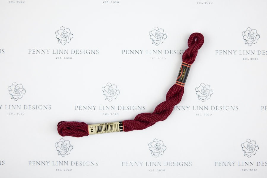 DMC 3 Pearl Cotton 814 Garnet - Dark - Penny Linn Designs - DMC