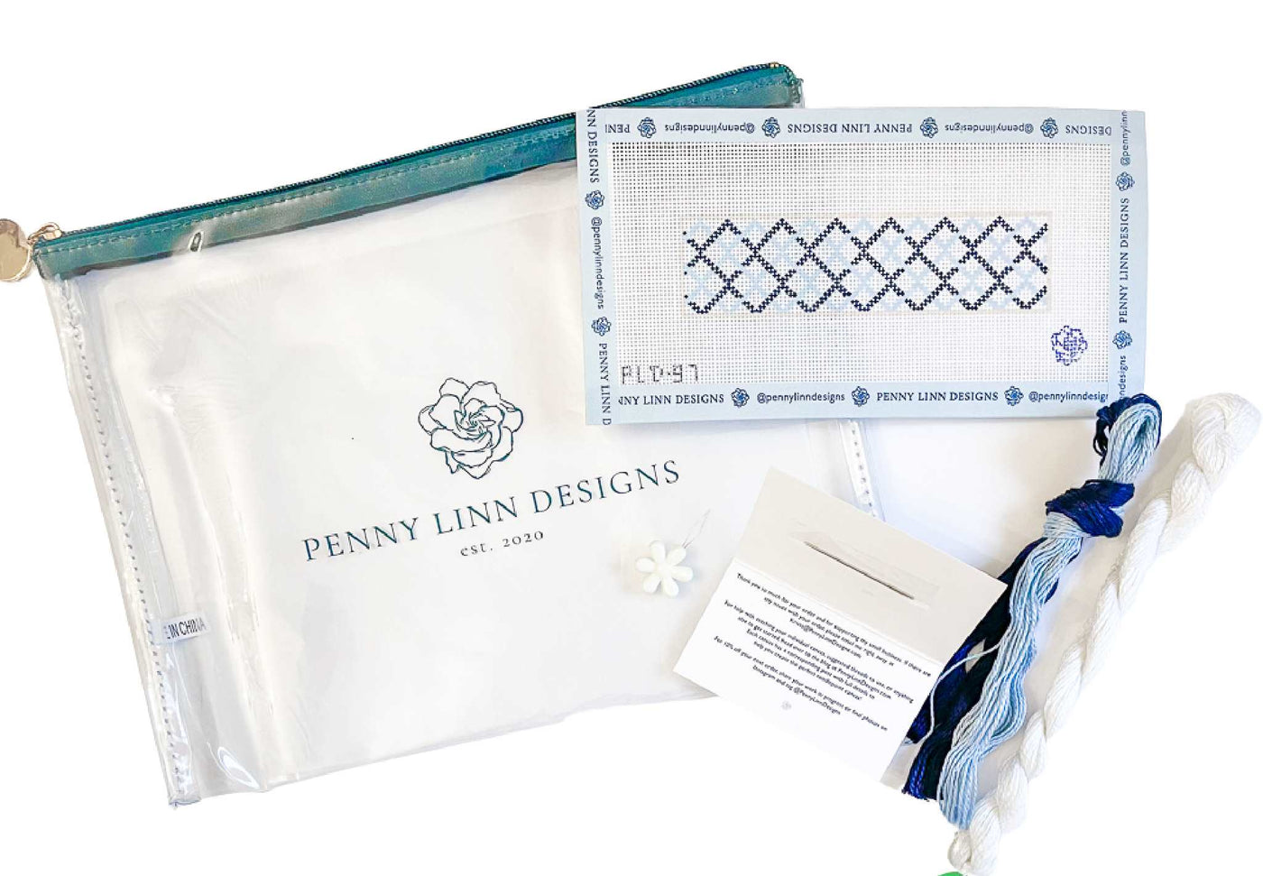 Double Blue Lattice Key Fob - Penny Linn Designs - Penny Linn Designs