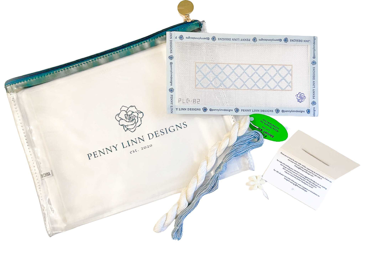 Light Blue Lattice Key Fob - Penny Linn Designs - Penny Linn Designs