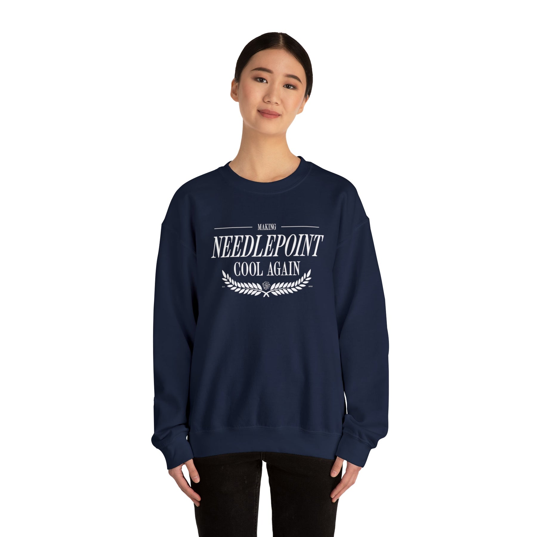 Making Needlepoint Cool Crewneck Sweatshirt - Penny Linn Designs - Printify